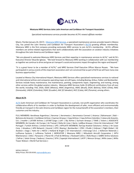 ALTA Press Release | Mexicana