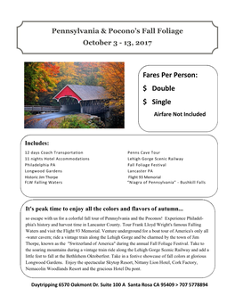 Pennsylvania & Pocono's Fall Foliage October 3