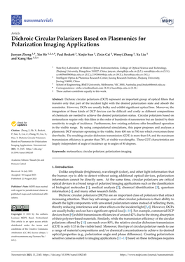 Dichroic Circular Polarizers Based on Plasmonics for Polarization Imaging Applications