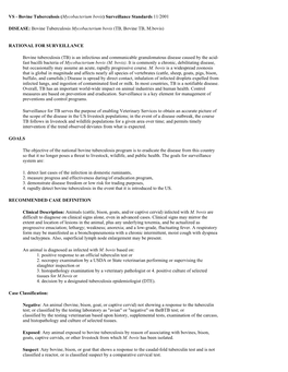 VS - Bovine Tuberculosis (Mycobacterium Bovis) Surveillance Standards 11/2001