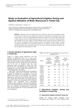 Study on Evaluation of Agricultural Irrigation Zoning and Optimal Utilization of Water Resources in Yantai City