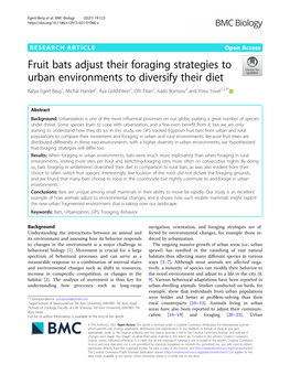 Fruit Bats Adjust Their Foraging Strategies to Urban Environments To