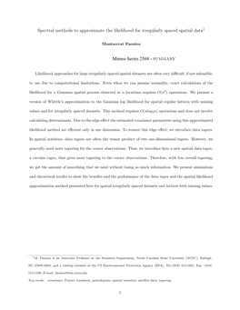 Spectral Methods to Approximate the Likelihood for Irregularly Spaced Spatial Data1 Mimeo Series 2568