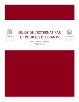 Guide De L'externat Par Et Pour Les Étudiants