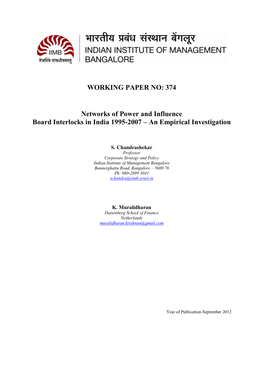 374 Networks of Power and Influence Board Interlocks in India 1995-2007