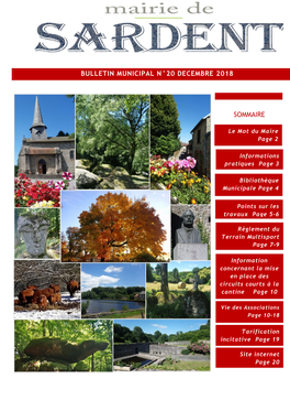 Bulletin Municipal N°20 Decembre 2018 Sommaire