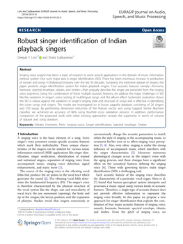 Robust Singer Identification of Indian Playback Singers Deepali Y
