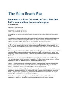 Even 0-6 Start Can't Mar Fact That FAU's New Stadium Is an Absolute Gem by DAVE GEORGE