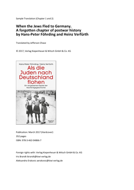 When the Jews Fled to Germany. a Forgotten Chapter of Postwar History by Hans‐Peter Föhrding and Heinz Verfürth