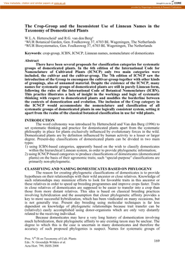 The Units of Cultivated Plant Classification