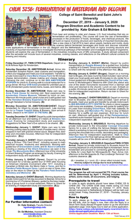 Chem 323B: Fermentation in Amsterdam and Belgium