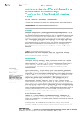 Autoimmune-Associated Vasculitis Presenting As Ischemic Stroke with Hemorrhagic Transformation: a Case Report and Literature Review