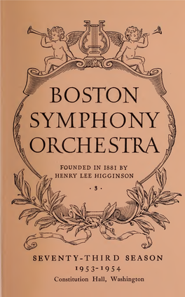 Boston Symphony Orchestra Concert Programs, Season 73, 1953