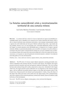 Crisis Y Reestructuración Territorial De Una Comarca Minera