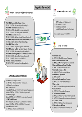 Plaquette Des Contacts DDTM & LYCEES AGRICOLES CHAMBRE D’AGRICULTURE & ANTENNES ADAR
