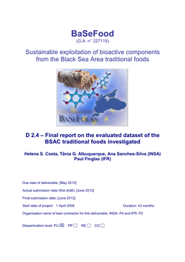 Final Report on the Evaluated Dataset of the BSAC Traditional Foods Investigated