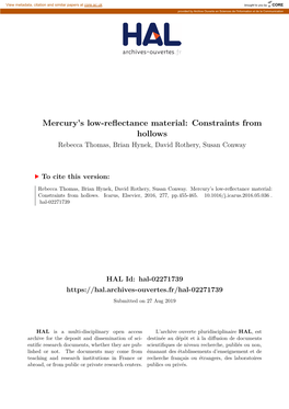 Mercury's Low-Reflectance Material: Constraints from Hollows