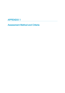 APPENDIX 1 Assessment Method and Criteria