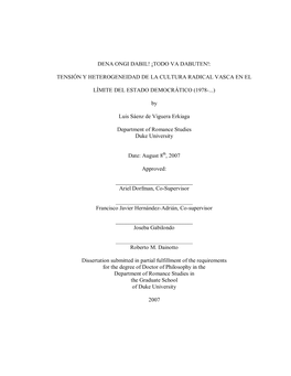 Tensión Y Heterogeneidad De La Cultura Radical Vasca En El