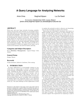 A Query Language for Analyzing Networks