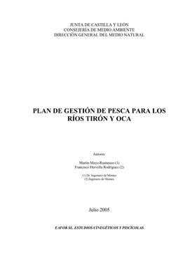 Plan De Gestión De Pesca Para Los Ríos Tirón Y Oca