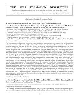 THE STAR FORMATION NEWSLETTER an Electronic Publication Dedicated to Early Stellar Evolution and Molecular Clouds