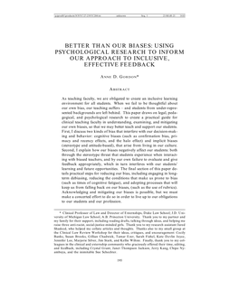 Better Than Our Biases: Using Psychological Research to Inform Our Approach to Inclusive, Effective Feedback