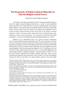The Propensity of Ethnic-Cultural Minorities to Join the Belgian Armed Forces