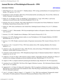 Annual Review of Pteridological Research - 1994