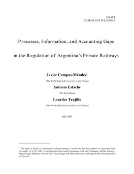 Processes, Information, and Accounting Gaps in the Regulation of Argentina’S Private Railways