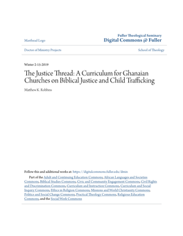 A Curriculum for Ghanaian Churches on Biblical Justice and Child Trafficking Matthew K