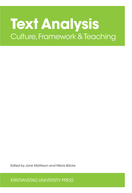 Text Analysis Culture, Framework & Teaching