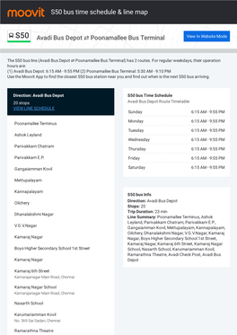 S50 Bus Time Schedule & Line Route