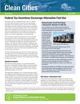 Federal Tax Incentives Encourage Alternative Fuel Use