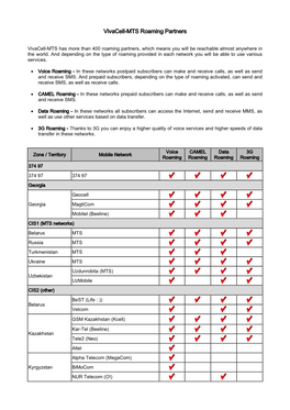 Vivacell-MTS Roaming Partners