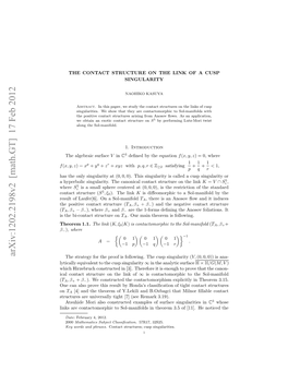 The Contact Structure on the Link of a Cusp Singularity 3