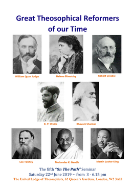 Great Theosophical Reformers of Our Time