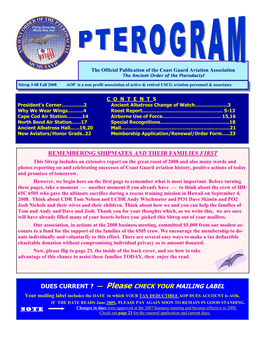 Fall 2008 AOP Is a Non Profit Association of Active & Retired USCG Aviation Personnel & Associates