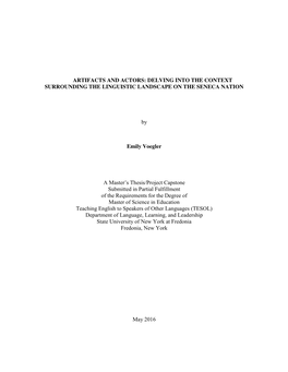 Artifacts and Actors: Delving Into the Context Surrounding the Linguistic Landscape on the Seneca Nation