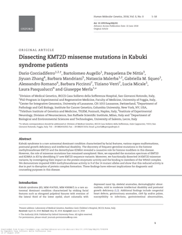 Dissecting KMT2D Missense Mutations in Kabuki Syndrome Patients