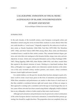 Calligraphic Animation As Visual Music: a Genealogy of Islamic Synchronization of Sight and Sound