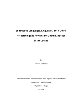 Researching and Reviving the Unami Language of the Lenape