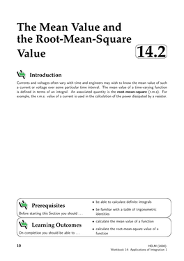 The Mean Value and the Root-Mean-Square Value 14.2   