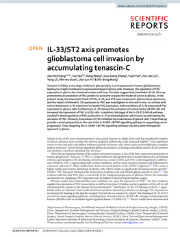 IL-33/ST2 Axis Promotes Glioblastoma Cell Invasion by Accumulating Tenascin-C