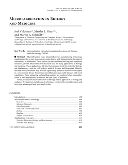 Microfabrication in Biology and Medicine