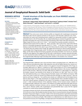 Crustal Structure of the Kermadec Arc from MANGO Seismic Refraction