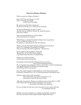 Poem for Maurice Hinchey