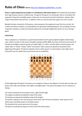 Rules of Chess Source