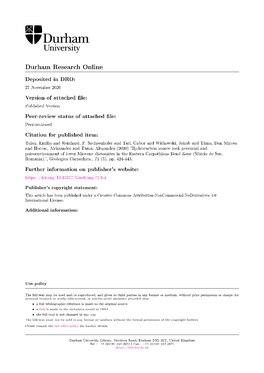 Hydrocarbon Source Rock Potential And