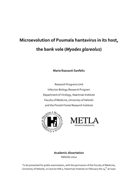 Microevolution of Puumala Hantavirus in Its Host, the Bank Vole (Myodes Glareolus)